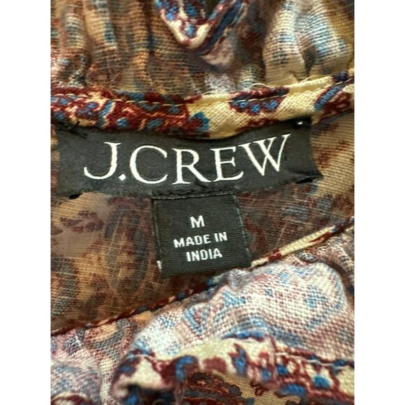 J.Crew Floral Paisley Print Sleeveless Linen Top With Ruffle Collar Size M - Picture 3 of 8